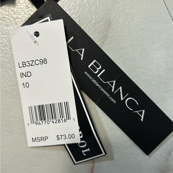 NWT La Blanca Sailor Stripe High-Waist Bikini Bottom Size 10 Nautical - Picture 5 of 5